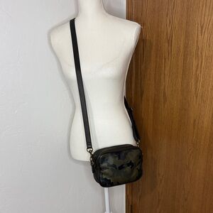 Margot olive green camo leather crossbody bag